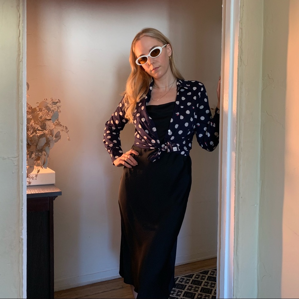 Polka Dot Button Down Blouse